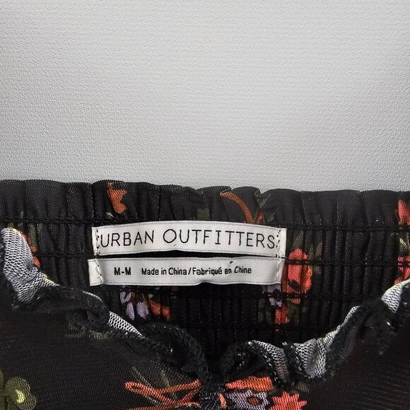 Vintage Y2K Urban Outfitters Babydoll Mini Dress M Dark Floral Ruffle Milkmaid - Picture 3 of 13